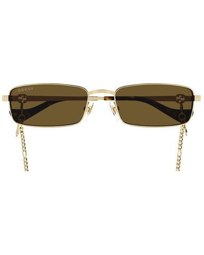 Gucci Retro-sonnenbrille mit kette - Braun