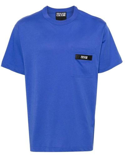 Versace Taschen-t-shirt schwarz weiß logo crew - Blau