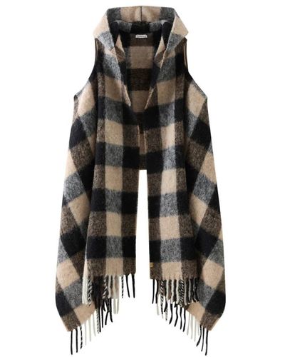 Woolrich Cape Scarf With Buffalo Check Pattern - Black