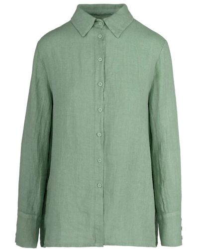 Bomboogie Camicia in lino con colletto - Verde
