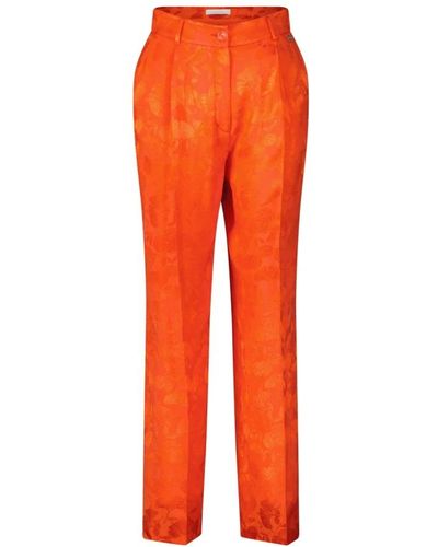 Rich & Royal Pantalones jacquard coloridos con pliegues - Naranja