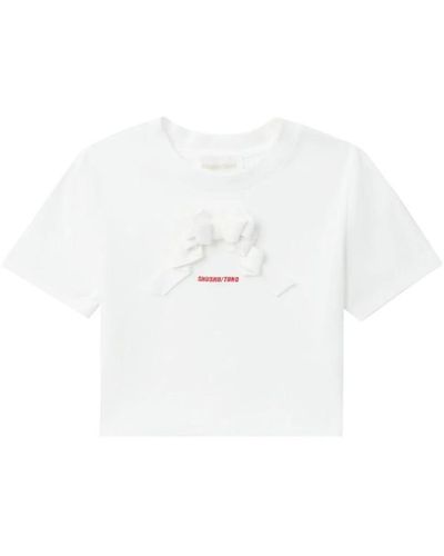 ShuShu/Tong Weiße baumwoll-jersey-schleifendetail-t-shirt
