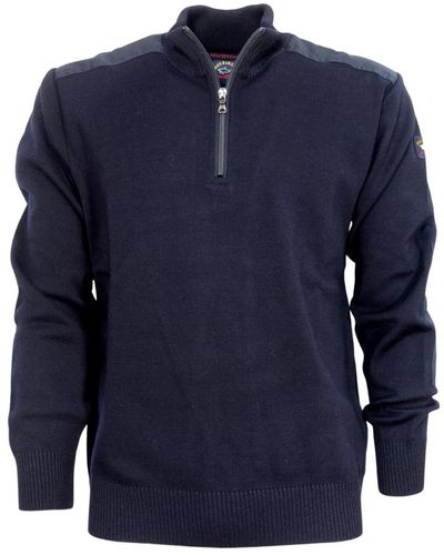 Paul & Shark Er Halb-Zip Pullover mit Patches - Modell Cop1028 - Blau