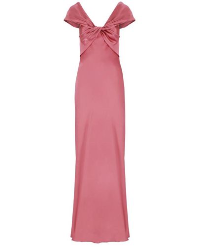 Alberta Ferretti Rosa seidenmischung v-ausschnitt kleid - Pink