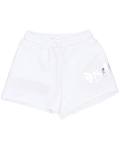 DISCLAIMER Weiße side logo streetwear shorts