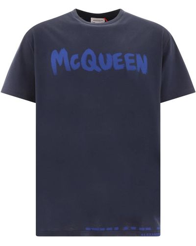 Alexander McQueen Graffiti t-shirt von mcqueen - Blau