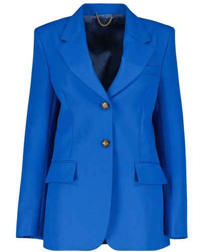 Victoria Beckham Langarm-blazer in unifarbe mit knöpfen - Blau
