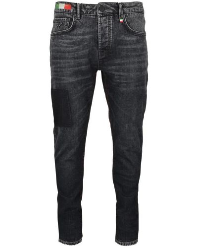 carlo colucci Destroyed slim-fit jeans mit umschlagenem bein - Grau