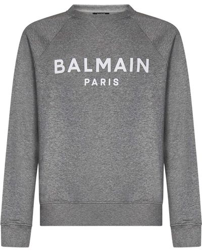 Balmain Grauer bio-baumwoll-crewneck-sweatshirt