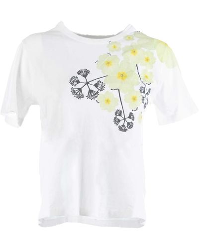 Bomboogie T-shirt primrose print shoulder placement - Bianco