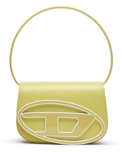 DIESEL 1dr - ikonische schultertasche aus pastellfarbenem leder - Gelb