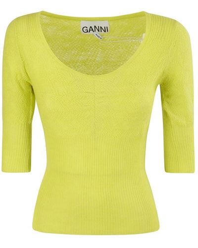 Ganni Round-neck Knitwear - Gelb