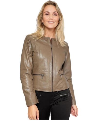 2-Biz Leather Jackets - Brown