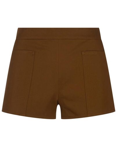 Max Mara Shorts marrón riad de gabardina de algodón elástico