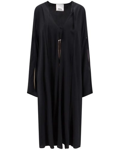Erika Cavallini Semi Couture Schwarze strickwaren mit v-ausschnitt