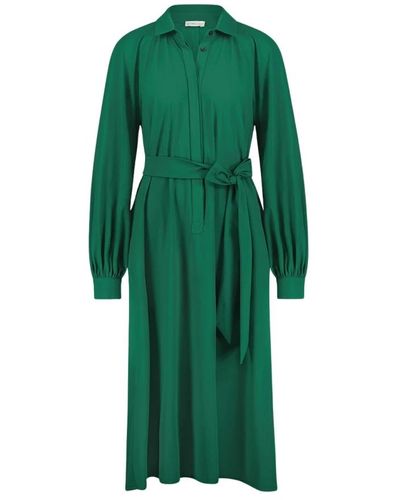 Jane Lushka Vestido carlen verde de moda con detalles fruncidos