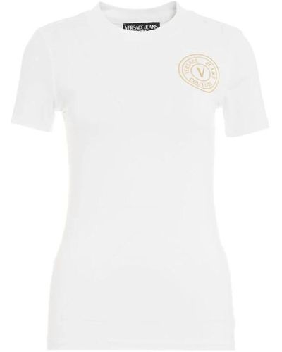 Versace Weiße crewneck t-shirts und polos mit logo-print