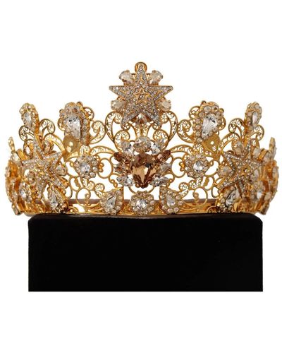 Dolce & Gabbana Tone Brass Star Clear Crystal Crown Diadem Tiara - Metallic