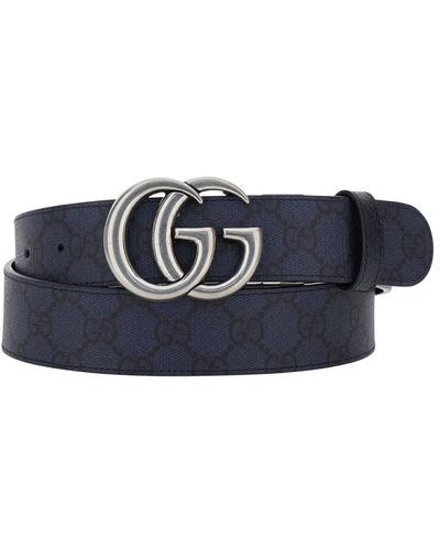 Gucci Reversible gg logo cintura blu canvas