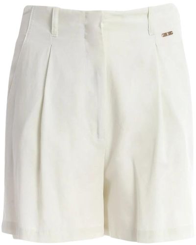 Fracomina Shorts de talle alto con cinturón ancho - Blanco