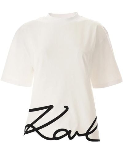 Karl Lagerfeld Signature hem t-shirt in weiß