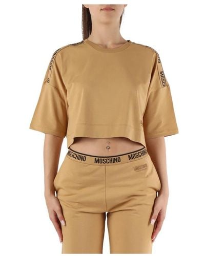 Moschino Stretch baumwolle cropped t-shirt - Natur
