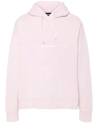DSquared² Bubblegum star detail cotton hoodie - Pink
