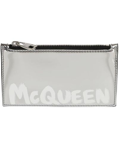 Alexander McQueen Metallic silver zip kartenhalter - Mettallic