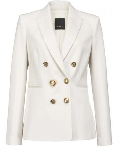 Pinko Elegante doppelreihige jacke mit juwelknöpfen - Weiß