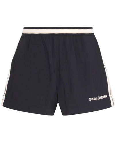 Palm Angels Logo-print stripe-detail shorts - Blu