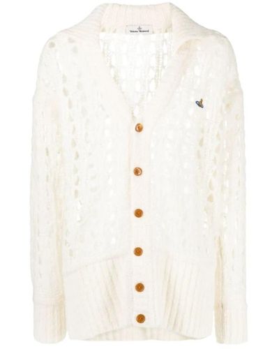 Vivienne Westwood R pullover mit besticktem logo und knopfverschluss - Weiß