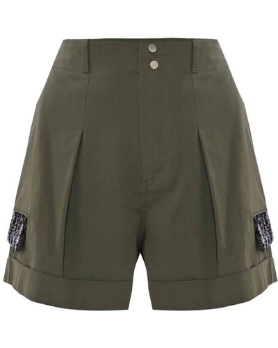Kocca Safari-Style Shorts mit Falten und Knöpfen - Grün