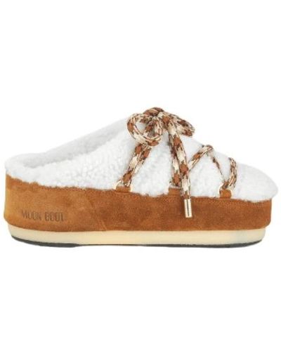 Moon Boot Icon shearling braune mules