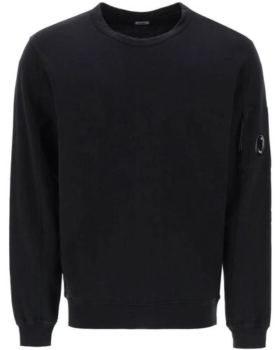 C.P. Company Sweatshirt mit mikrogeripptem rundhalsausschnitt - Schwarz