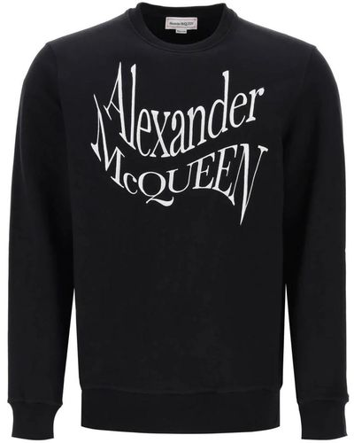 Alexander McQueen Warped logo crew-neck sweatshirt - Blau