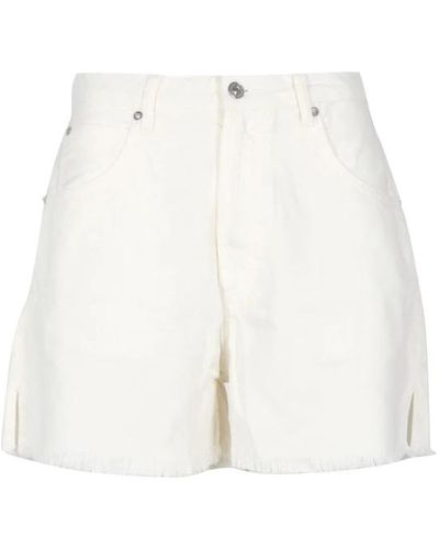 Roy Rogers Denim shorts mit fransensaum - Weiß