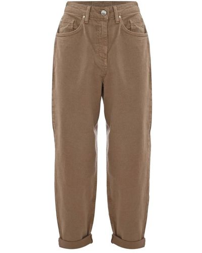 Kocca Pantalones de algodón de pierna ancha - Marrón