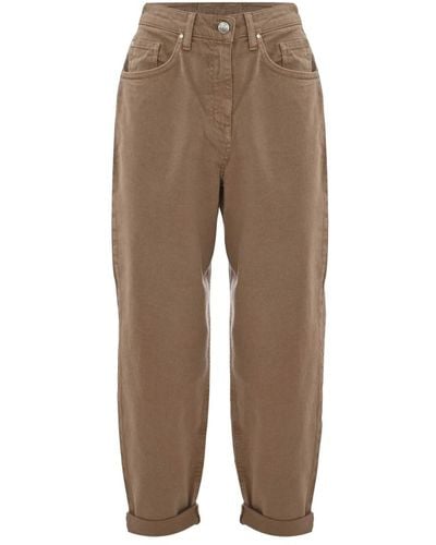 Kocca Pantaloni con risvolto in cotone - Marrone