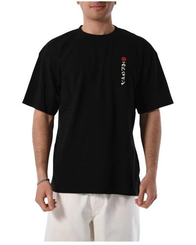 Edwin Baumwoll-t-shirt mit front- und rückenlogo - Schwarz