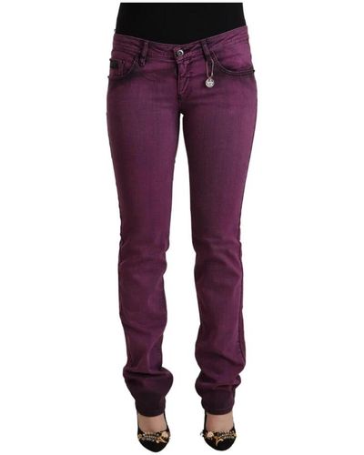 CoSTUME NATIONAL Purple Cotton Stretch Slim Fit Denim Jeans - Lila