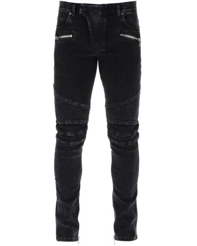 Balmain Slim biker style jeans - Nero