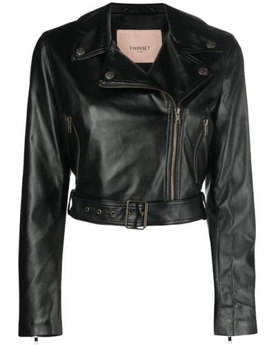 Twin Set Leather Jackets - Schwarz