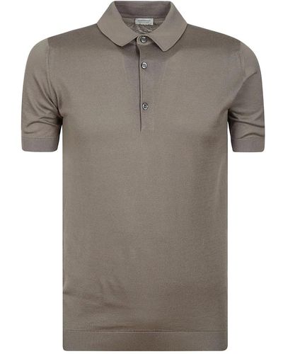 John Smedley Hellbraunes polo shirt mit halbarm - Grau