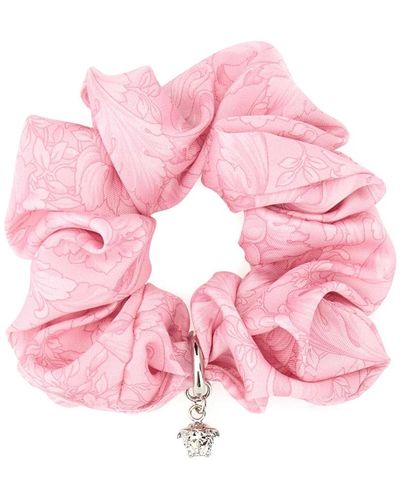 Versace Rosa satin scrunchie - stilvolles haaraccessoire - Pink
