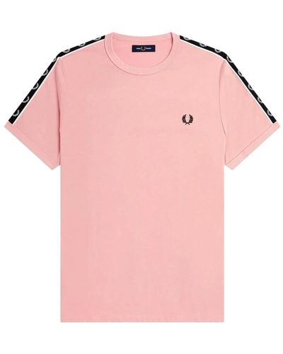 Fred Perry Rosa kontrastband ringer t-shirt - Pink
