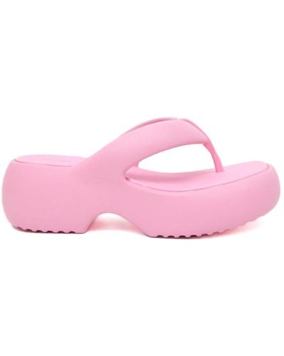 Melissa Rosa fuzzy ad flatform sandalen - Pink