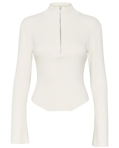 Gestuz Yasmiagz maglione con zip - Bianco