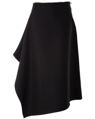 Bottega Veneta Falda negra de doble lienzo de algodón con dobladillo asimétrico - Negro