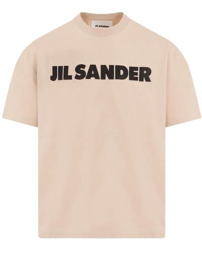Jil Sander Dunkles sand baumwoll t-shirt - Natur