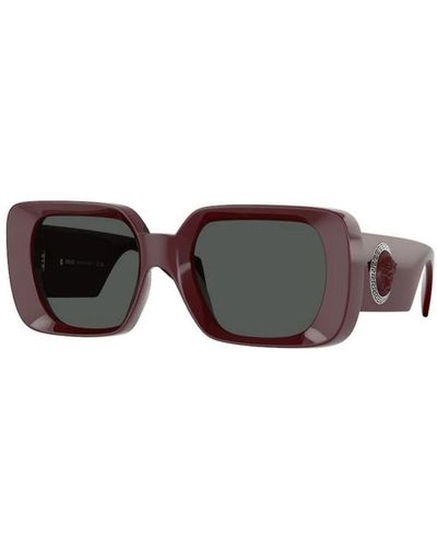 Versace Roter rahmen, dunkelgraue gläser sonnenbrille - Braun